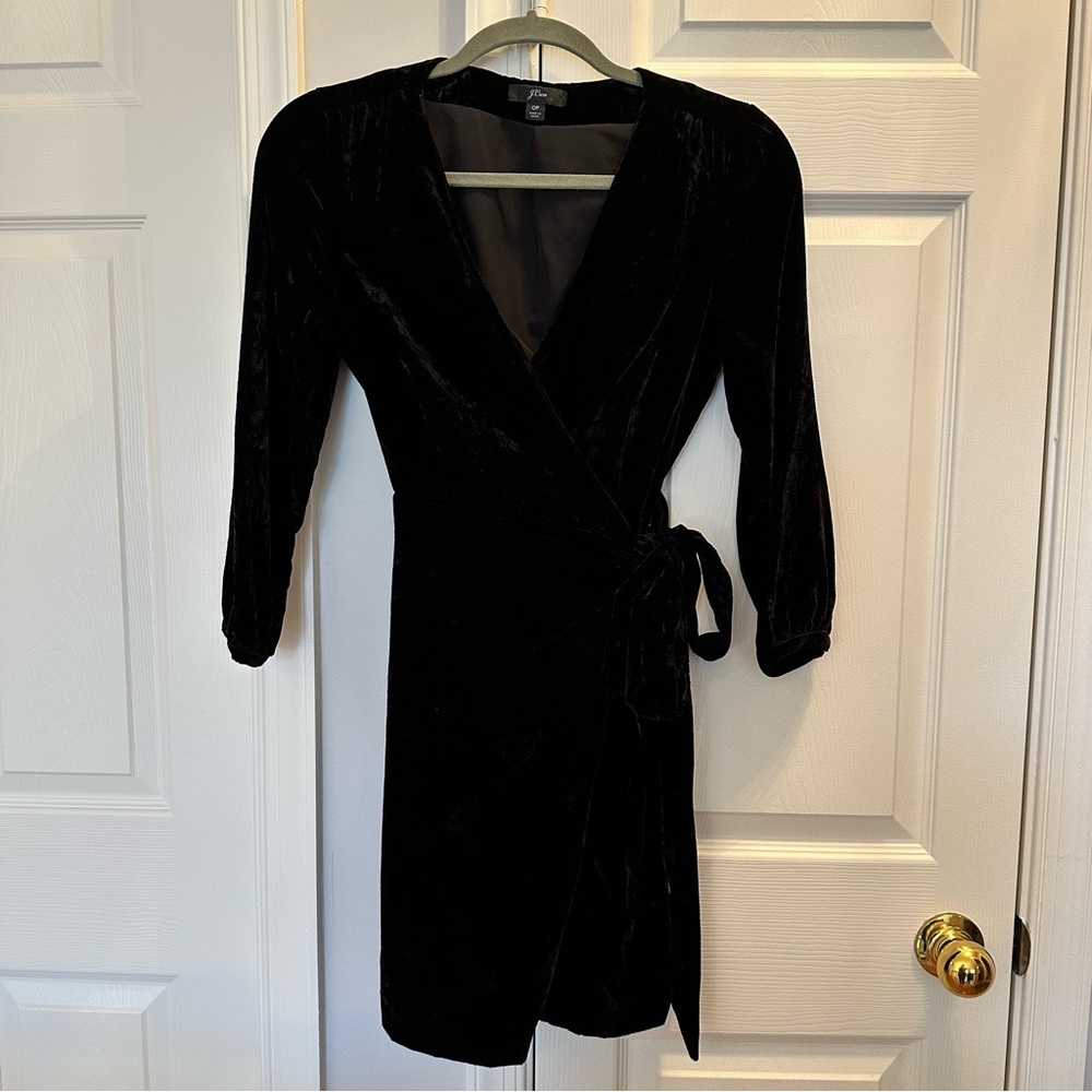 J. Crew Women’s Petite Velvet Wrap Dress in Black